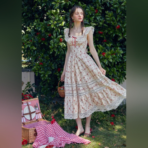 LaceMade Red Garnet Corset Dress NWT - Picture 9 of 11